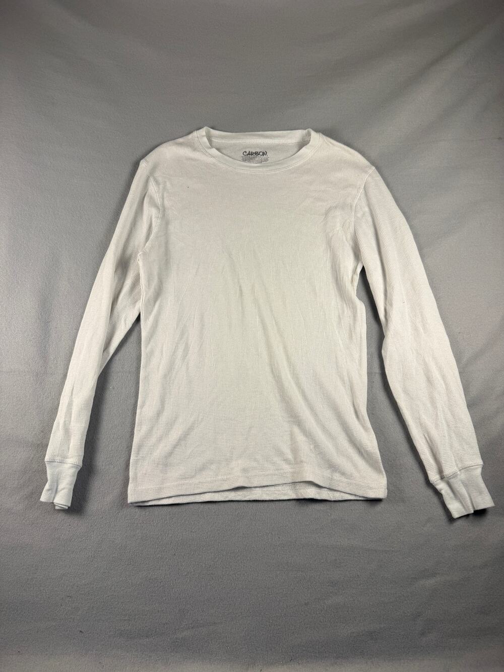 Carbon Thermal Shirt Mens L White Long Sleeve Crewneck Waffle Knit Base Layer